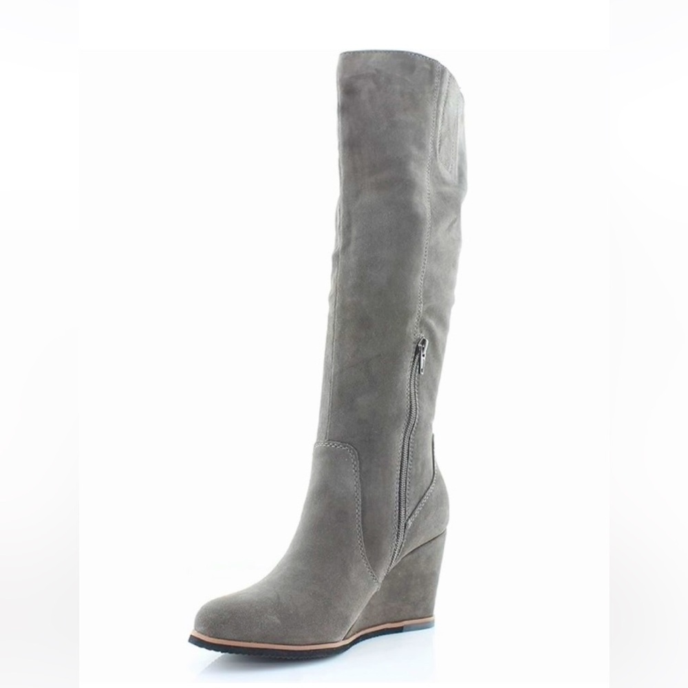 100 % Suede- Wedge heeled, Knee High Boots